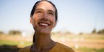 happy thoughtful woman