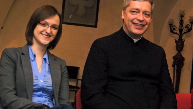 Ewa Wiśniewska i ks. Piotr Pawlukiewicz