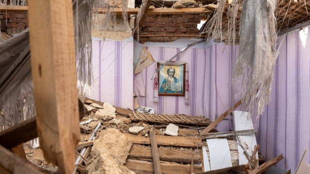 zniszczony kościół na południu Ukrainy