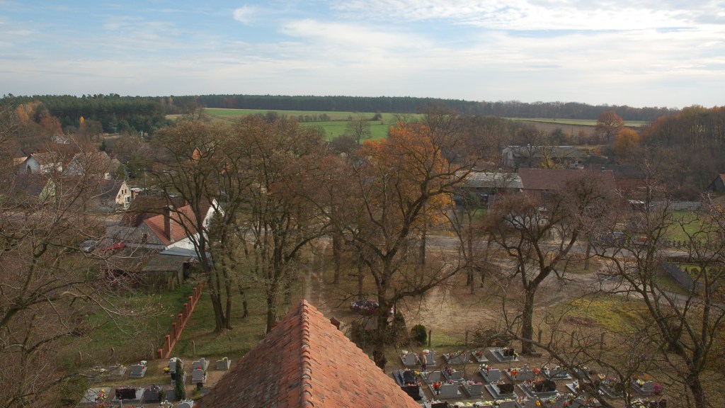 panorama wsi Karszyn z wieży kościelnej