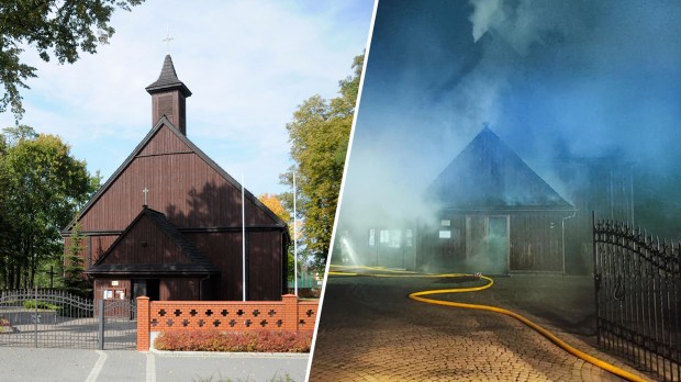 Pożar zabytkowego kościoła w Chynowie