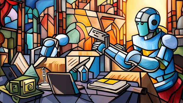 robots stained glass windows
