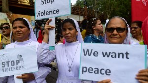 Protestujący w Pakistanie chrześcijanie