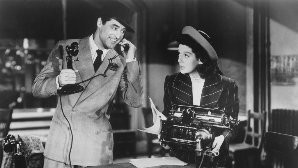 Cary Grant i Rosalind Russell w filmie "Dziewczyna Piętaszek" (1940)