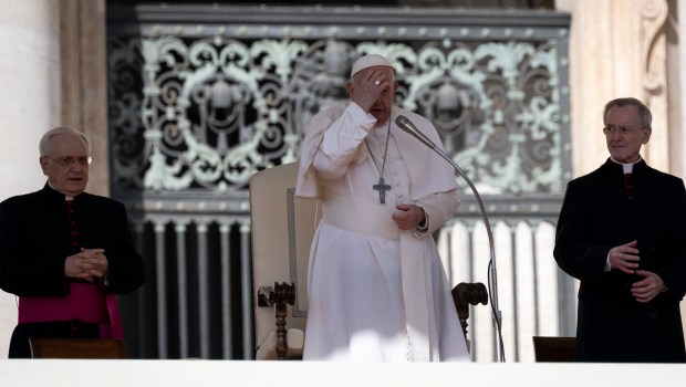 Pope Francis during his weekly general audience at St. Peter's Square at the Vatican on March 20, 2024