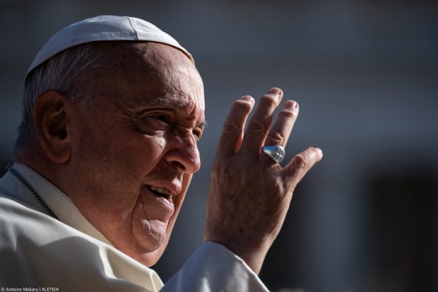 Pope Francis during his weekly general audience in St. Peter's square at the Vatican on August 28, 2024.