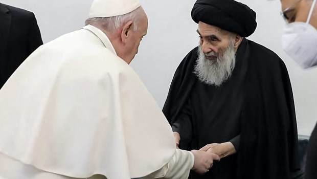 Papież Franciszek z ajatollahem Sistanem.